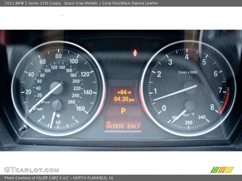 Space Gray Metallic / Coral Red/Black Dakota Leather 2011 BMW 3 Series 328i Coupe