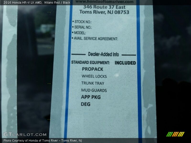 Milano Red / Black 2016 Honda HR-V LX AWD