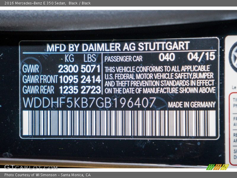 Black / Black 2016 Mercedes-Benz E 350 Sedan
