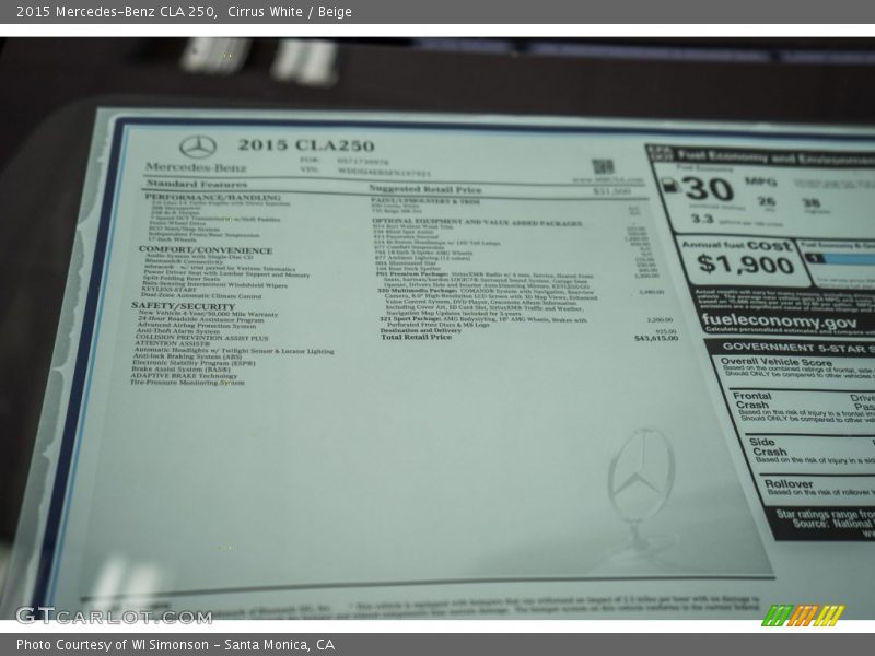 Cirrus White / Beige 2015 Mercedes-Benz CLA 250