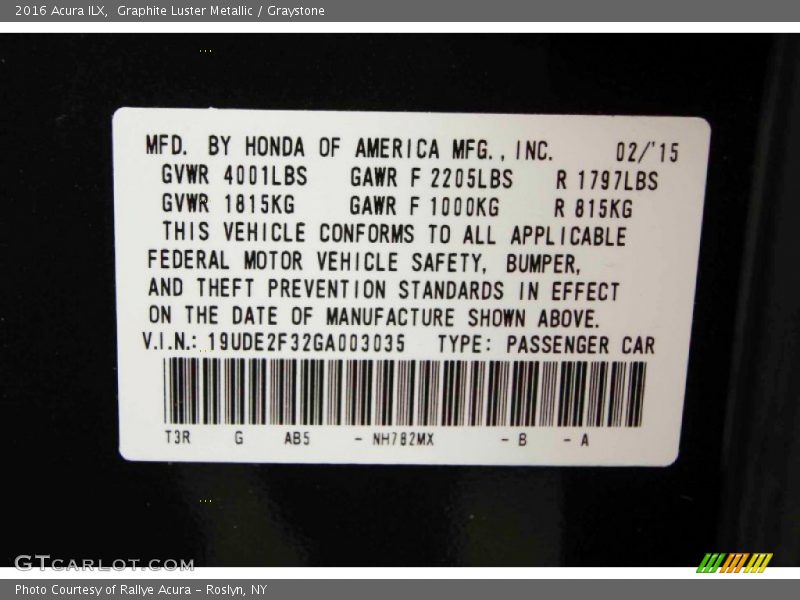 Graphite Luster Metallic / Graystone 2016 Acura ILX