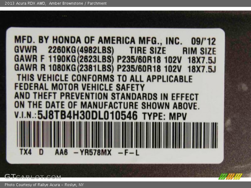 Amber Brownstone / Parchment 2013 Acura RDX AWD