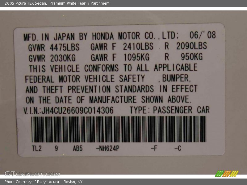 Premium White Pearl / Parchment 2009 Acura TSX Sedan