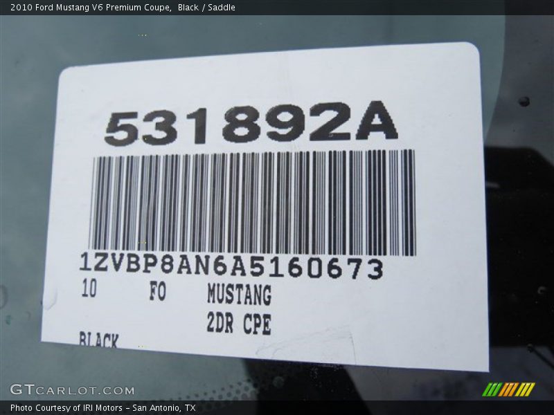 Black / Saddle 2010 Ford Mustang V6 Premium Coupe