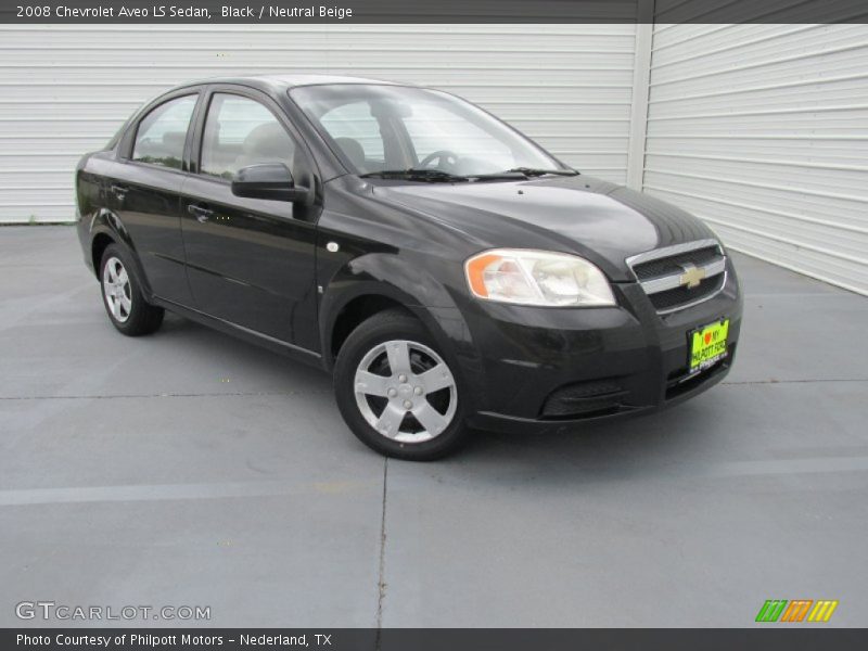 Black / Neutral Beige 2008 Chevrolet Aveo LS Sedan