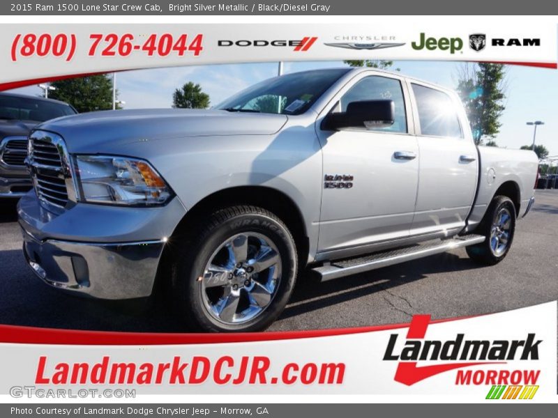 Bright Silver Metallic / Black/Diesel Gray 2015 Ram 1500 Lone Star Crew Cab