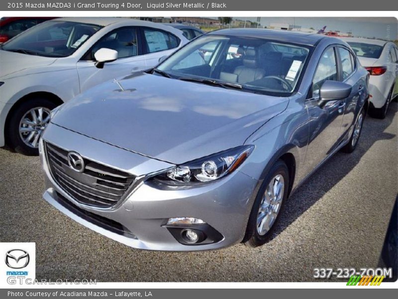 Liquid Silver Metallic / Black 2015 Mazda MAZDA3 i Grand Touring 4 Door