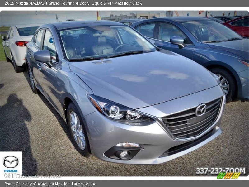 Liquid Silver Metallic / Black 2015 Mazda MAZDA3 i Grand Touring 4 Door