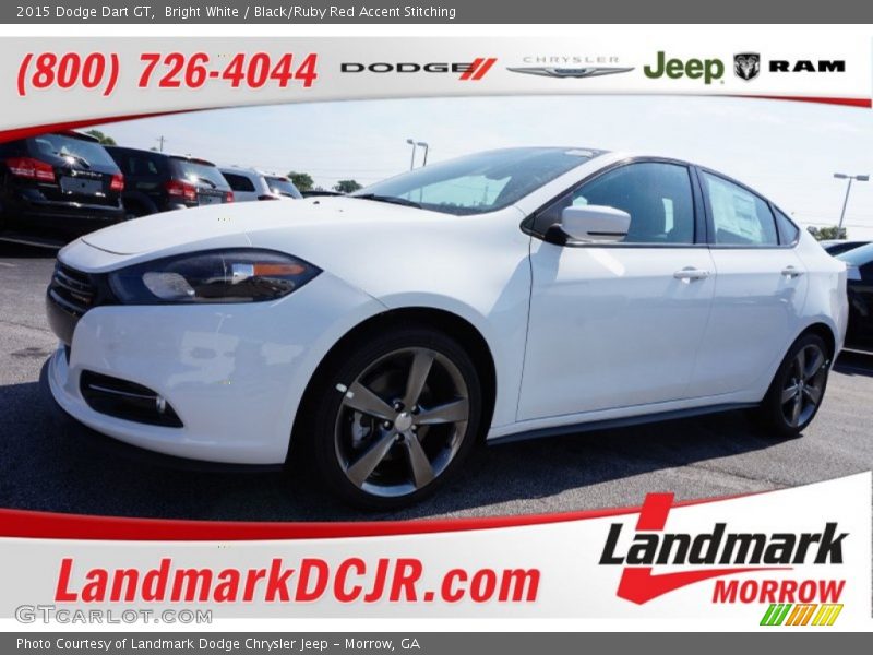Bright White / Black/Ruby Red Accent Stitching 2015 Dodge Dart GT