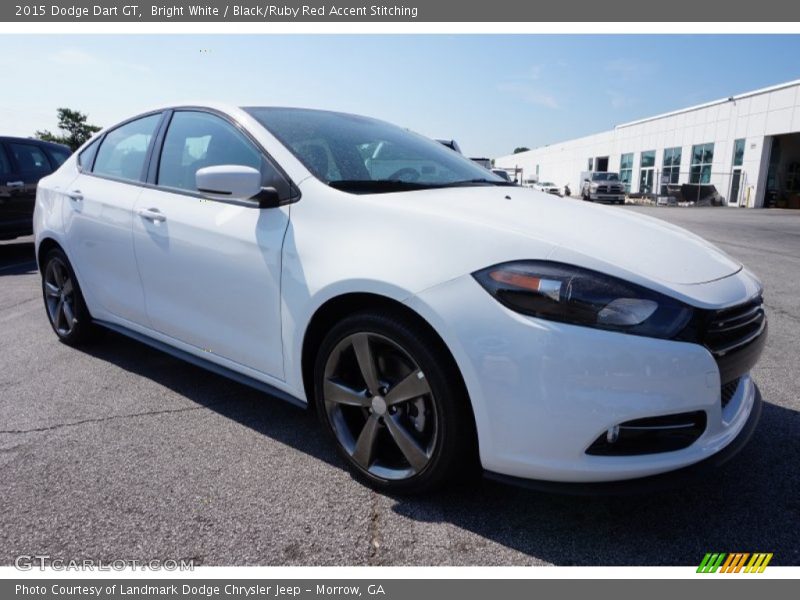 Bright White / Black/Ruby Red Accent Stitching 2015 Dodge Dart GT