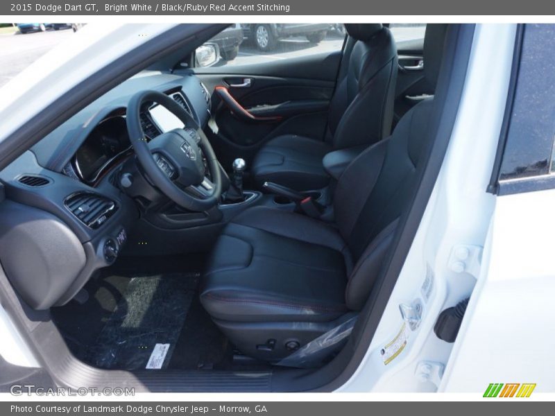 Bright White / Black/Ruby Red Accent Stitching 2015 Dodge Dart GT