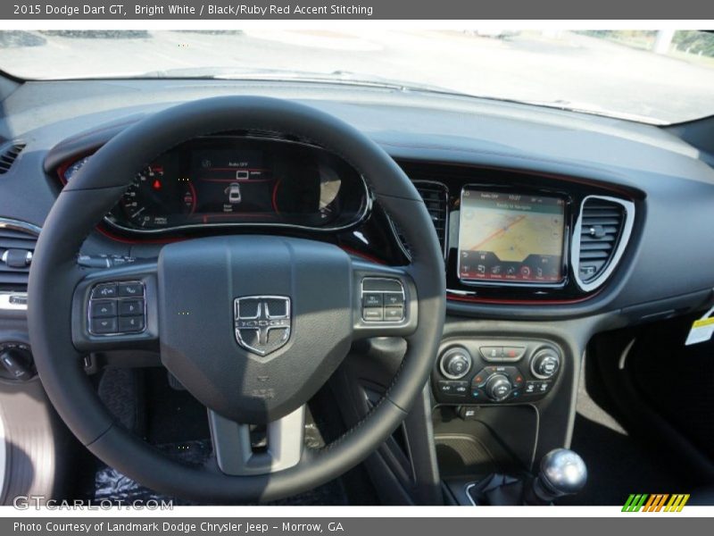 Bright White / Black/Ruby Red Accent Stitching 2015 Dodge Dart GT