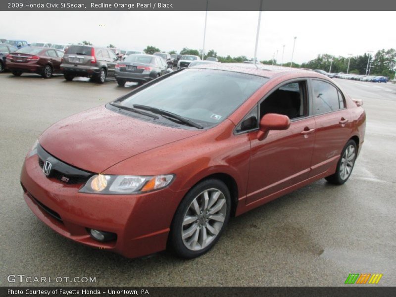 Redline Orange Pearl / Black 2009 Honda Civic Si Sedan