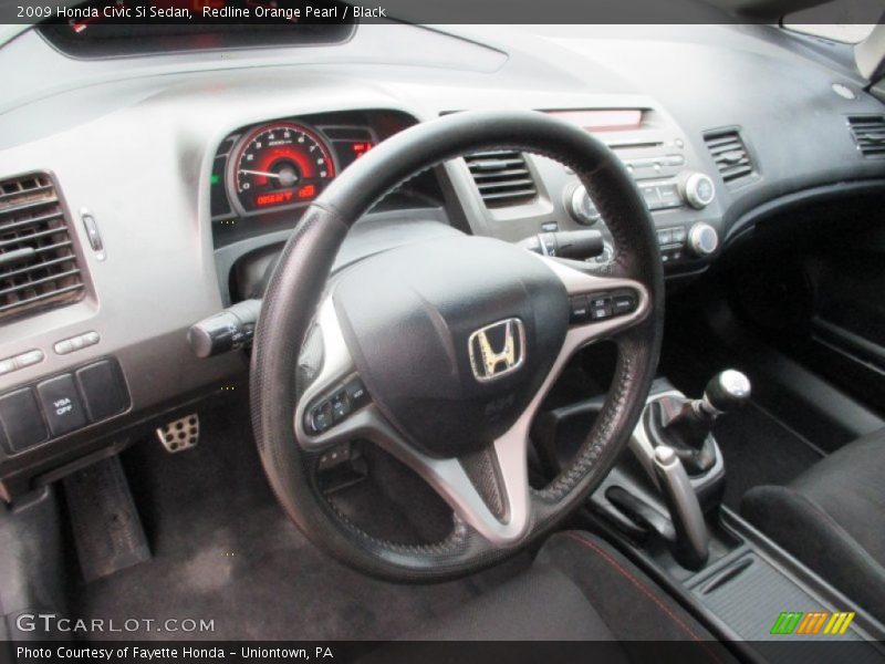 Redline Orange Pearl / Black 2009 Honda Civic Si Sedan