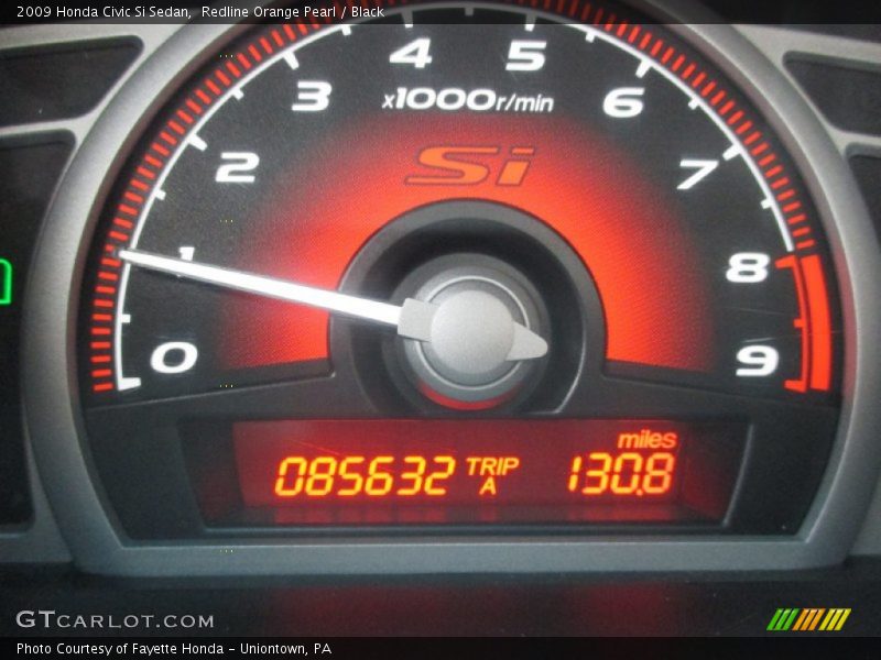 Redline Orange Pearl / Black 2009 Honda Civic Si Sedan