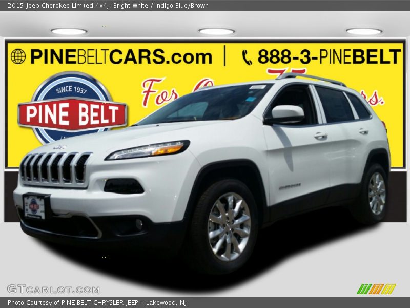 Bright White / Indigo Blue/Brown 2015 Jeep Cherokee Limited 4x4