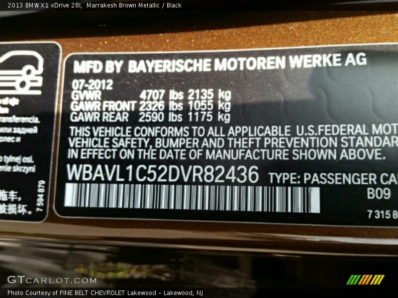 Marrakesh Brown Metallic / Black 2013 BMW X1 xDrive 28i