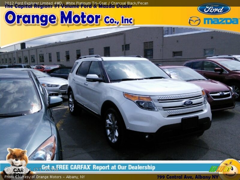 White Platinum Tri-Coat / Charcoal Black/Pecan 2012 Ford Explorer Limited 4WD