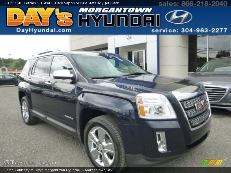 Dark Sapphire Blue Metallic / Jet Black 2015 GMC Terrain SLT AWD