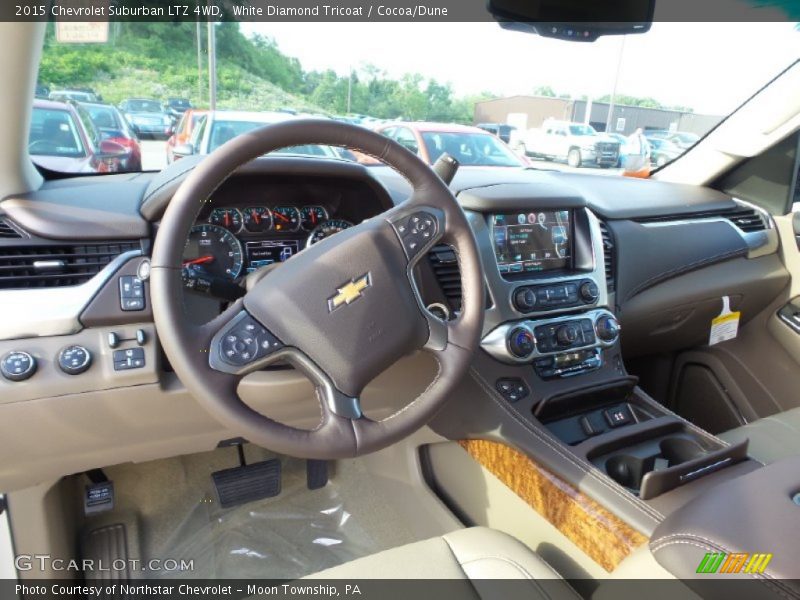 White Diamond Tricoat / Cocoa/Dune 2015 Chevrolet Suburban LTZ 4WD