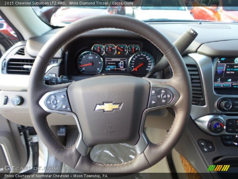 White Diamond Tricoat / Cocoa/Dune 2015 Chevrolet Suburban LTZ 4WD
