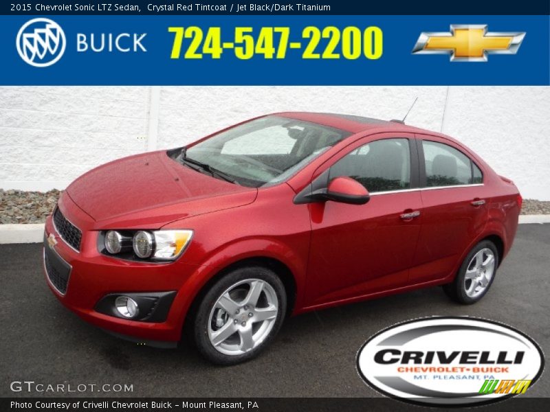 Crystal Red Tintcoat / Jet Black/Dark Titanium 2015 Chevrolet Sonic LTZ Sedan
