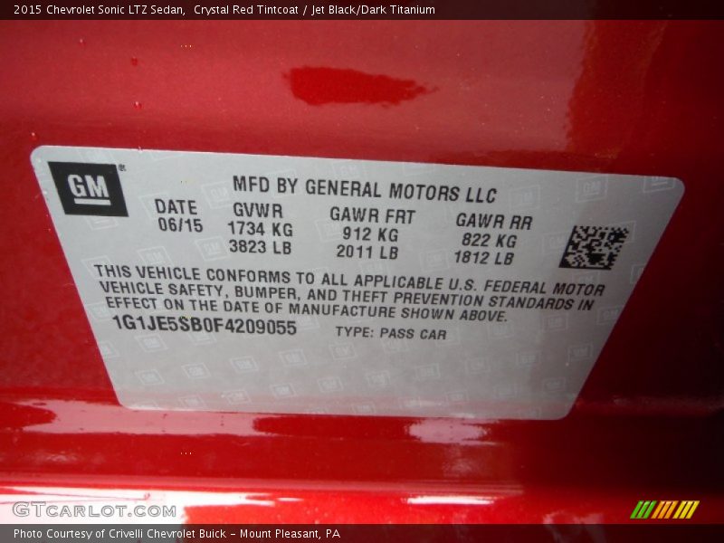 Crystal Red Tintcoat / Jet Black/Dark Titanium 2015 Chevrolet Sonic LTZ Sedan