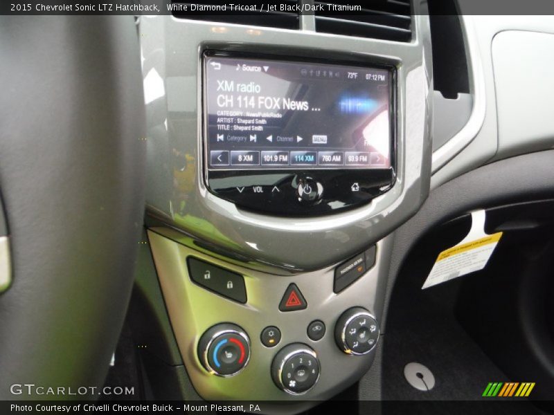 White Diamond Tricoat / Jet Black/Dark Titanium 2015 Chevrolet Sonic LTZ Hatchback