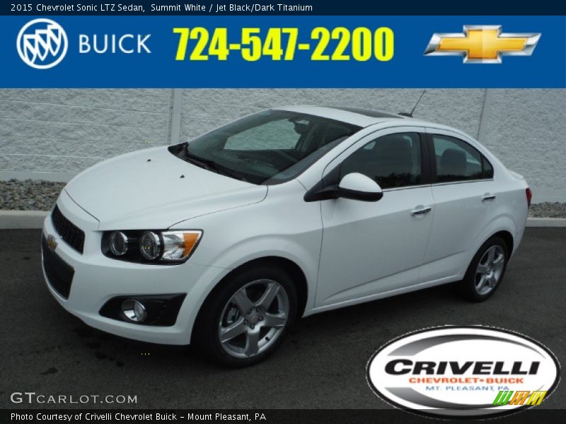 Summit White / Jet Black/Dark Titanium 2015 Chevrolet Sonic LTZ Sedan