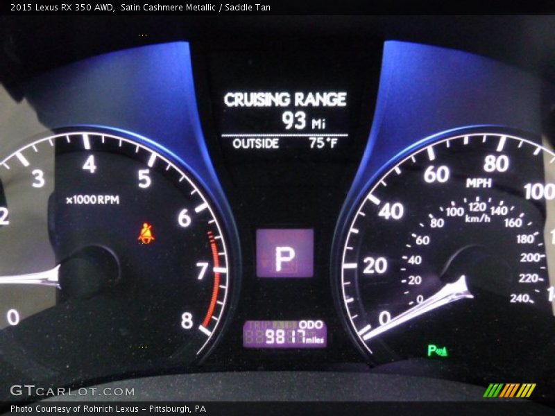 Satin Cashmere Metallic / Saddle Tan 2015 Lexus RX 350 AWD