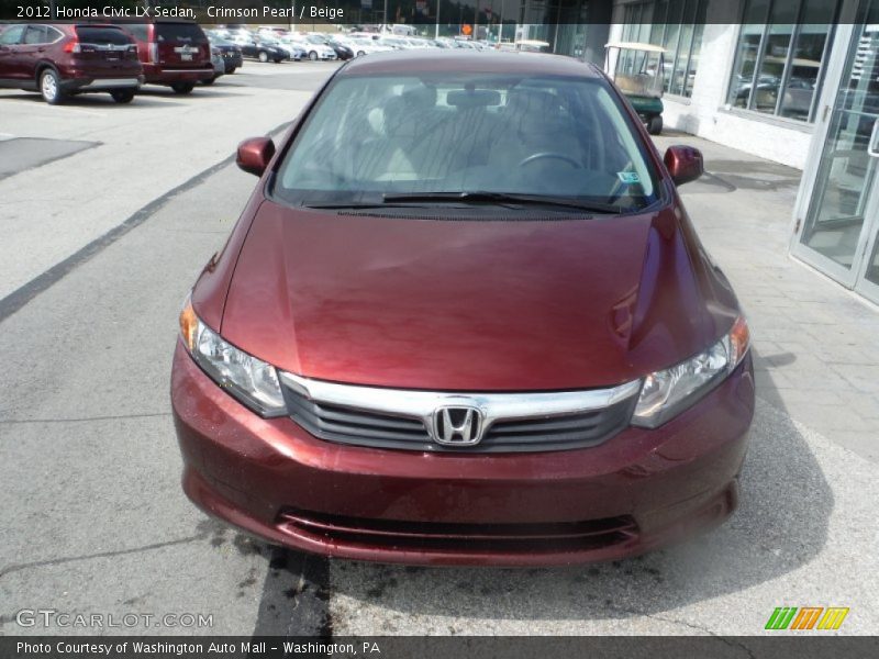 Crimson Pearl / Beige 2012 Honda Civic LX Sedan