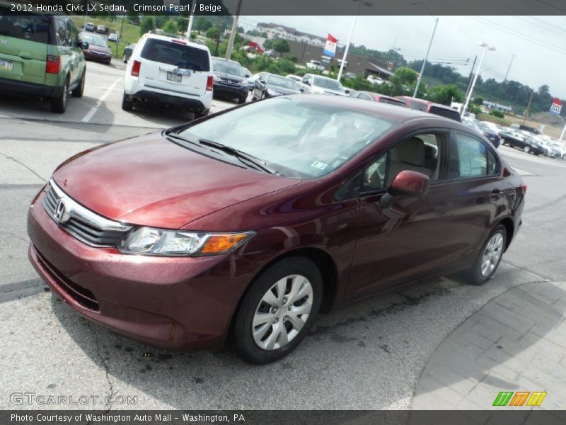 Crimson Pearl / Beige 2012 Honda Civic LX Sedan