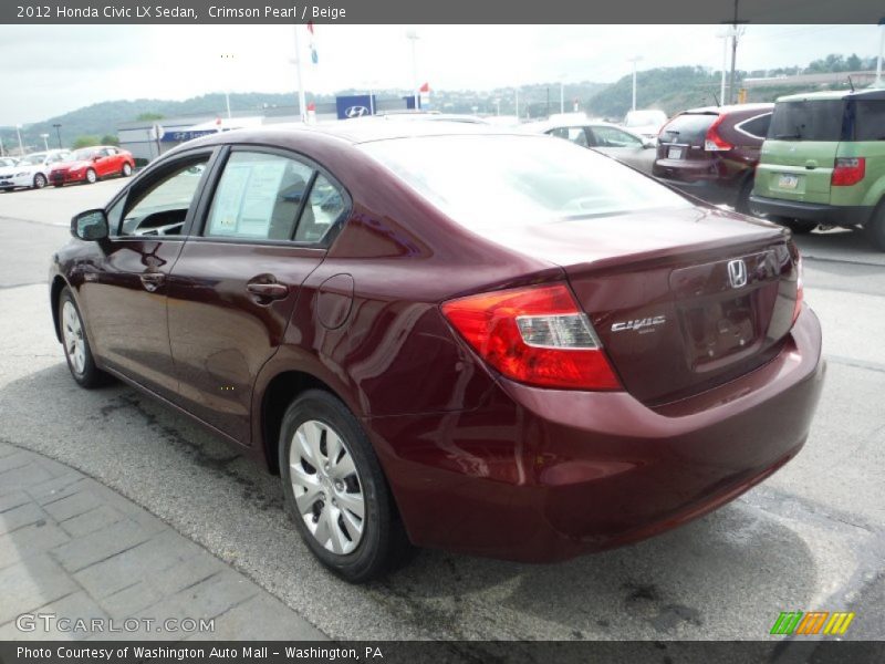 Crimson Pearl / Beige 2012 Honda Civic LX Sedan