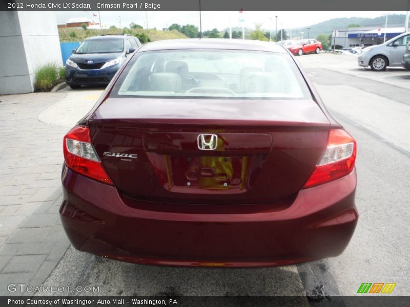 Crimson Pearl / Beige 2012 Honda Civic LX Sedan