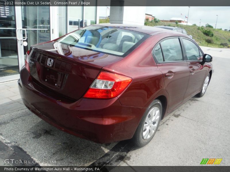Crimson Pearl / Beige 2012 Honda Civic LX Sedan