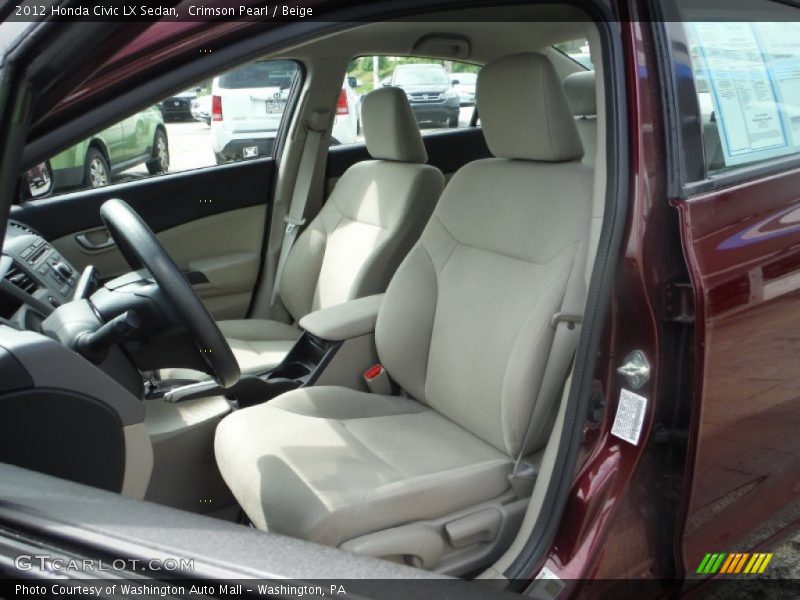 Crimson Pearl / Beige 2012 Honda Civic LX Sedan