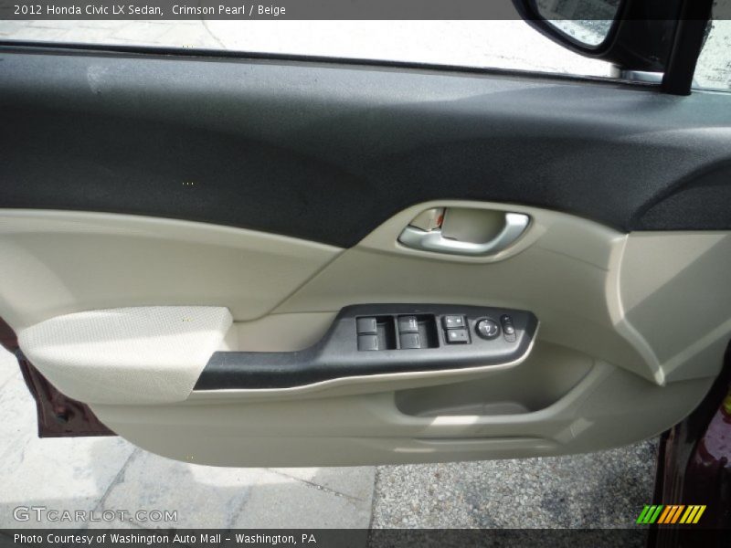 Crimson Pearl / Beige 2012 Honda Civic LX Sedan