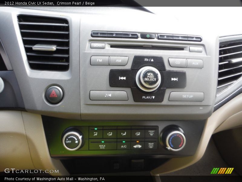 Crimson Pearl / Beige 2012 Honda Civic LX Sedan