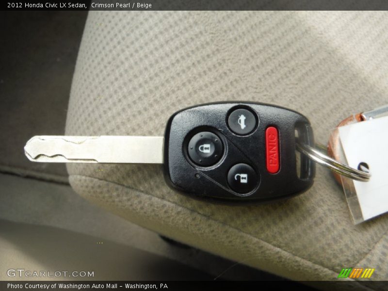 Crimson Pearl / Beige 2012 Honda Civic LX Sedan