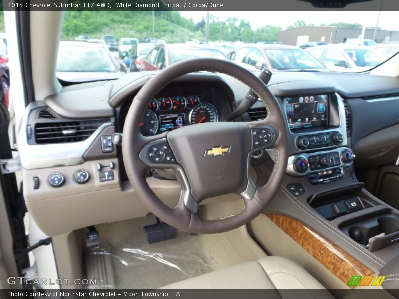 White Diamond Tricoat / Cocoa/Dune 2015 Chevrolet Suburban LTZ 4WD