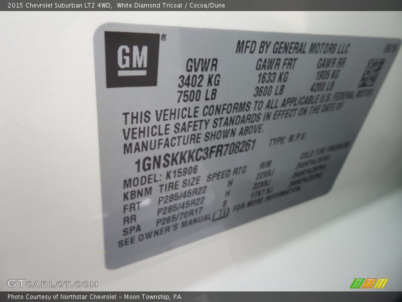 White Diamond Tricoat / Cocoa/Dune 2015 Chevrolet Suburban LTZ 4WD