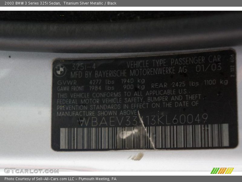 Titanium Silver Metallic / Black 2003 BMW 3 Series 325i Sedan