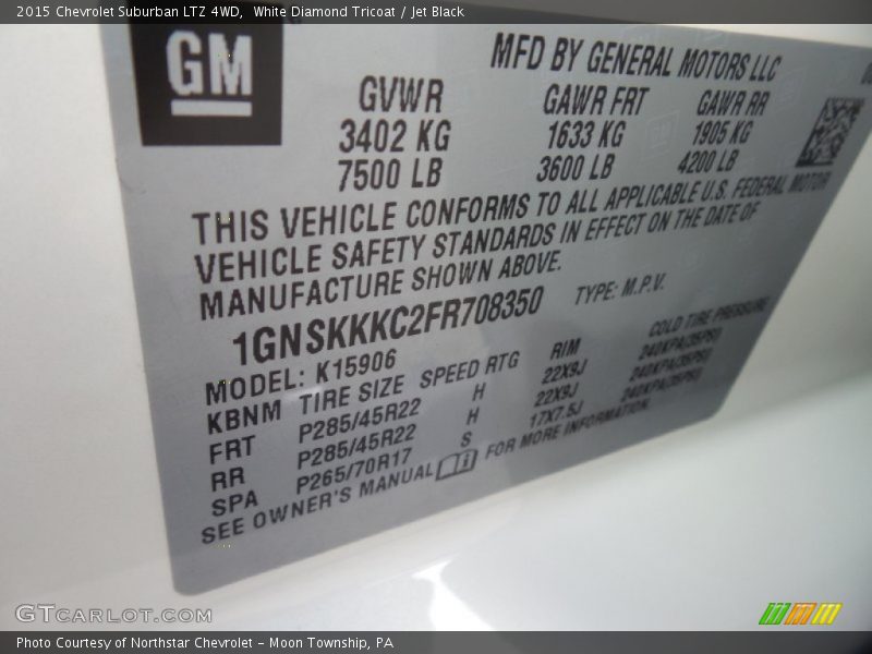 White Diamond Tricoat / Jet Black 2015 Chevrolet Suburban LTZ 4WD