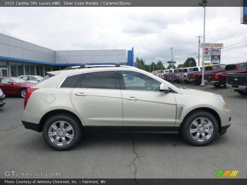 Silver Coast Metallic / Caramel/Ebony 2015 Cadillac SRX Luxury AWD