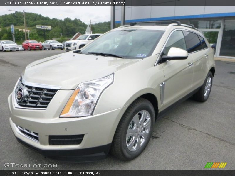 Silver Coast Metallic / Caramel/Ebony 2015 Cadillac SRX Luxury AWD