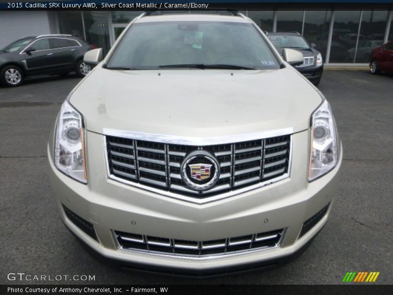 Silver Coast Metallic / Caramel/Ebony 2015 Cadillac SRX Luxury AWD