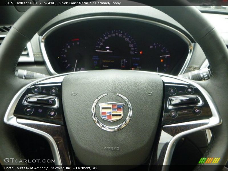 Silver Coast Metallic / Caramel/Ebony 2015 Cadillac SRX Luxury AWD