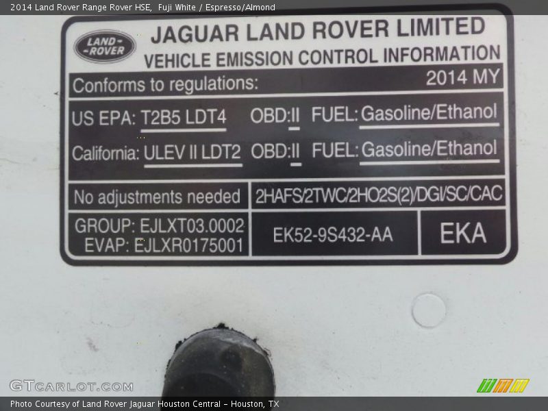 Fuji White / Espresso/Almond 2014 Land Rover Range Rover HSE
