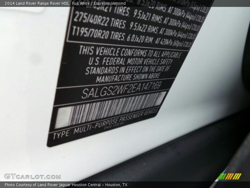 Fuji White / Espresso/Almond 2014 Land Rover Range Rover HSE