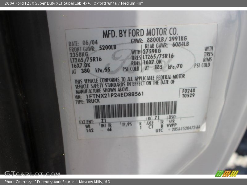Oxford White / Medium Flint 2004 Ford F250 Super Duty XLT SuperCab 4x4